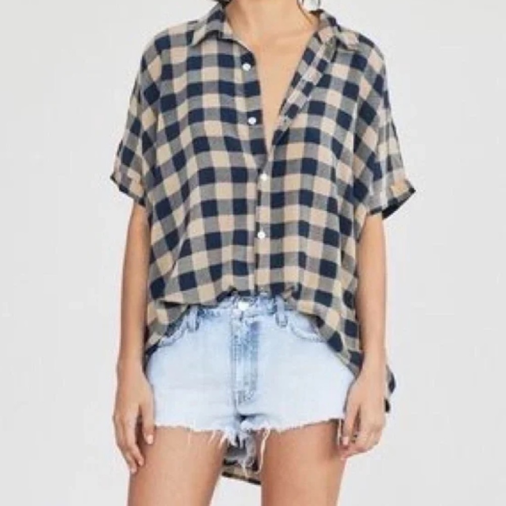 Acacia Mombasa shirt dress ( blue check) - Small